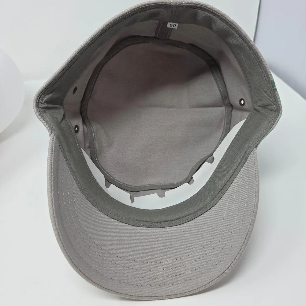 Cadet Cap Size 59 Palm Tree Print Cotton Twill Military Style Gray Gorpcore